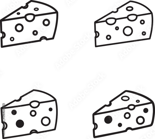 Four wedges of cheese with various hole sizes