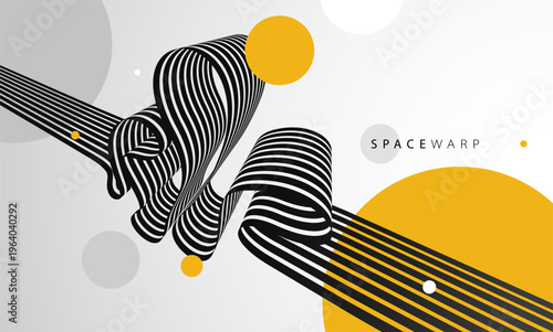 Abstract background with curve lines in 3D perspective, dynamic stripes tape look like road, journey trip wallpaper, futuristic dynamic expanse theme.