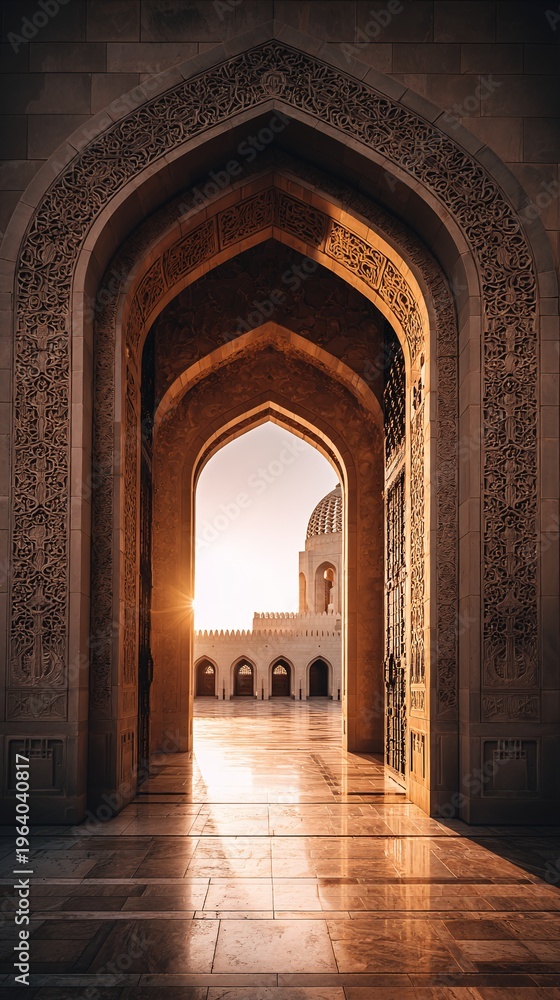 Fototapeta premium Islamic Architecture Arches Sunlight Passageway.