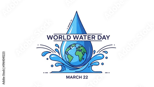 World Water Day illustration celebrates Earth with a drop of water