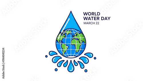 Earth drips water on World Water Day illustration globally