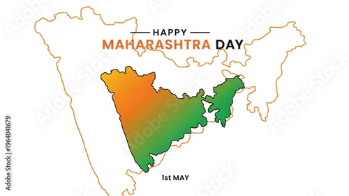 Maharashtra Day celebration with map and illustration of state