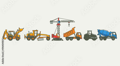 Collection of heavy construction vehicles 7.
