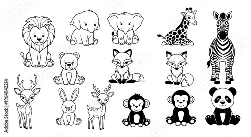 Collection of various cute cartoon animals 1.