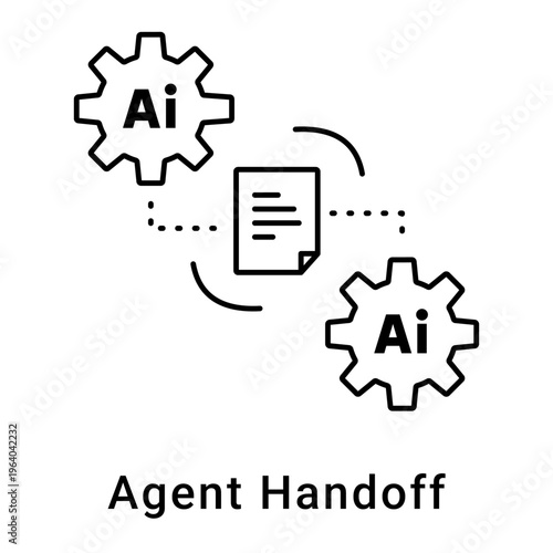 Vector icon for AI Agent Handoff, Automated Agent Transfer, AI-Driven Handoff System, Seamless Agent Handoff. Minimalist and clean style icon. Minimalist and clean style icon. Editbale stroke.