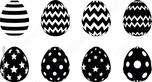 Easter day decorative eggs black and white easter egg patterns