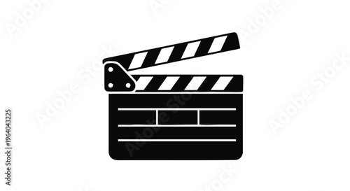Vector illustration of film clapperboard icon, cinema production equipment symbol
