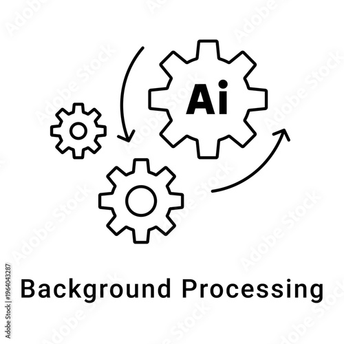 Vector icon for Background AI Agent, AI Process Agent, Background Task Automation, AI-Powered Background Processing, AI Agent Workflow. Minimalist and clean style icon. Editable Stroke.