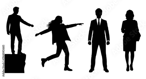 Corporate Professional Silhouettes | Business People in Motion & Office Poses Vector