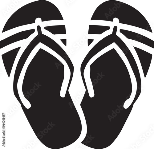 Flip flops icon for summer beach footwear isolated on transparent background.