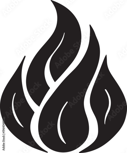 Fire flame black silhouette icon vector illustration isolated on transparent background.
