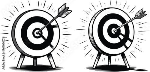 Bullseye target with arrow: symbol of aim, goal, and success in vintage style illustration