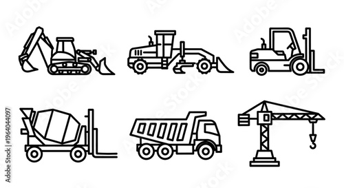 Construction vehicles and equipment icons 4.