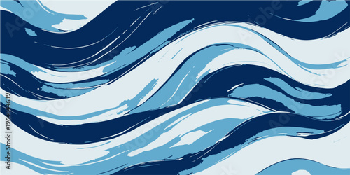 Abstract artistic waves in shades of blue and white ripple and form pattern and evoke feeling and flow and movement and create textures and offer visual and background and decoration and style 