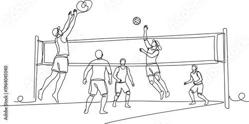 Volleyball players in action on court