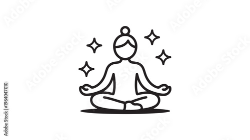 Meditation Icon Sitting in Lotus Position for Mindfulness Wellness and Mental Health Concept