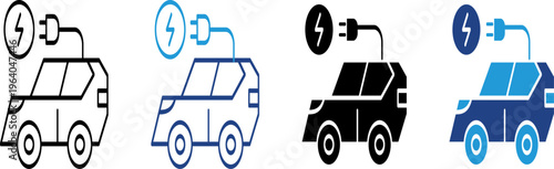 Electric car icon with charging symbol for eco-friendly transportation themed content
