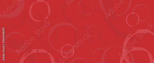 Abstract Red Background with Dynamic Brush Stroke Circles, Modern Minimalist Vector Pattern with Grunge Ink Texture for Creative Marketing Banner, Bold Branding Identity and Aesthetic Web Backdrop