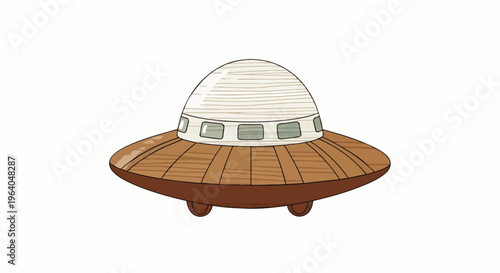 flying saucer ufo alien spaceship science fiction outer space illustration a vintage cartoon spacecraft for discovery and cosmic exploration themes.