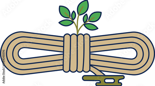 Rope with plant growing through it, representing growth and nature