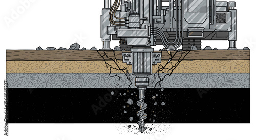 Drilling machine at work site drilling.
