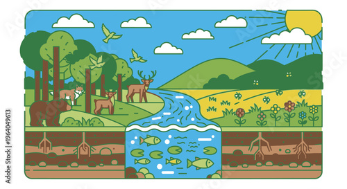 Fish swimming in a river water.