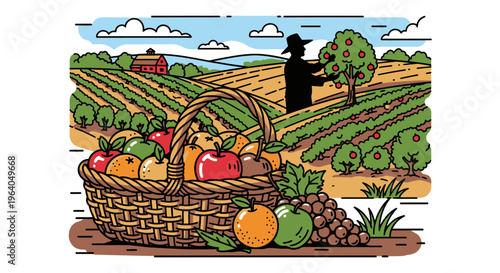 Fresh Fruit in Woven Basket.