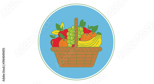 Fresh Vegetables and Fruits in Basket.