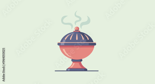 Incense burner emitting smoke, traditional aromatherapy, spiritual ritual, home decor