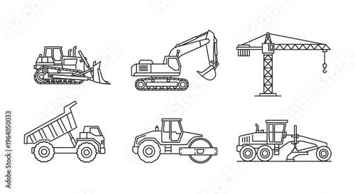 Heavy construction vehicles and equipment 3.