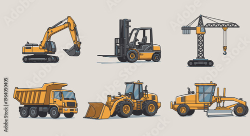 Heavy construction vehicles in action.