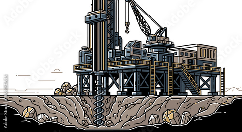 Industrial oil rig drilling platform.