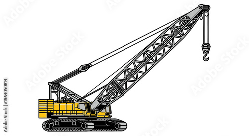Large construction crane with hook.