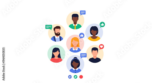Diverse group of people connecting through social media, representing community and communication in a digital world