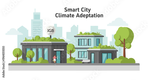 Smart City Climate Adaptation: Green Buildings with Rooftop Gardens and Trees
