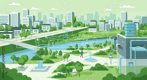 Smart City Water Management System with Green Infrastructure and Urban Park