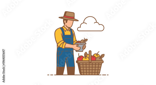 Man holding bowl and fruit basket.