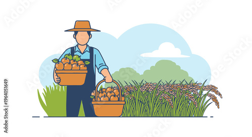 Man holding baskets of fresh vegetables.