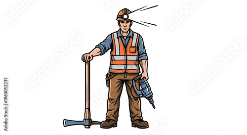 Man wearing safety vest and hard hat.