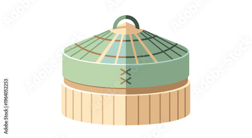 Traditional Asian Bamboo Steamer Basket with Lid, Food Preparation, Cooking Utensil