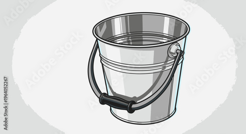 Metal bucket with handle on side.