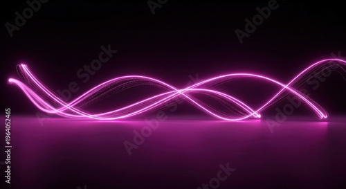 Abstract luminous magenta arcs bending gracefully with soft glow and cinematic depth on dark gradient surface on blacksolid background
