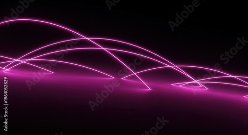 Abstract luminous magenta arcs bending gracefully with soft glow and cinematic depth on dark gradient surface on blacksolid background