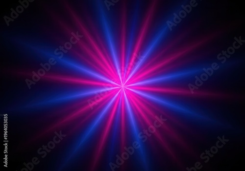 Abstract neon radial burst featuring smooth gradient blends of vivid pink and blue on a deep black on blacksolid background