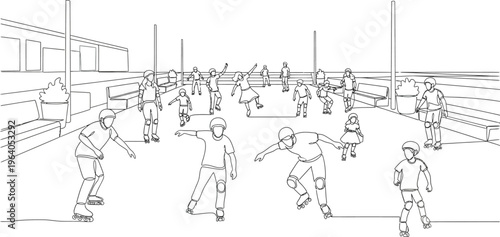 ice hockey players skating rink