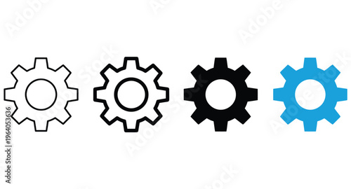 Settings gear icon representing configuration, system control and preferences. Concept of setup, tools and adjustment for user interface, software, web and mobile application design.
