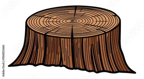 Tree Stump Cross Section Illustration.