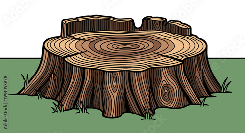 Tree Stump Cut Wooden Log.
