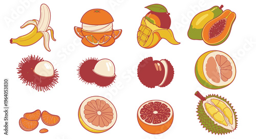 Variety of Exotic Fruit Types Displayed.