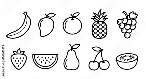 Variety of fresh fruit icons 1.